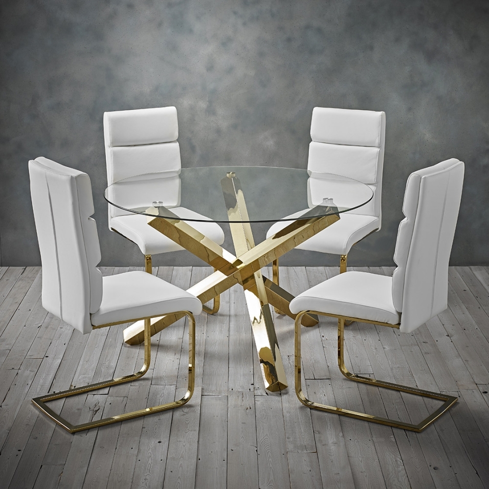 Product photograph of Capri Clear Glass Round Dining Table from Choice Furniture Superstore.